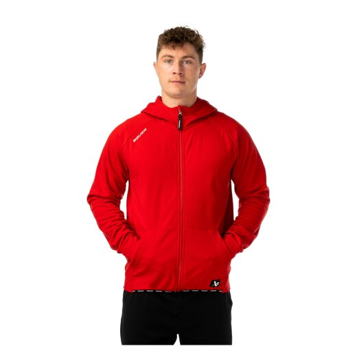 BAUER Fleece Zip Hoodie Team Senior rot